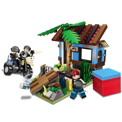 汇奇宝兼容乐高积木男孩子绝地荒野的求生刺激的战场行动吃鸡人仔拼装玩具塑料6-14岁绝地荒野-废墟241颗粒-