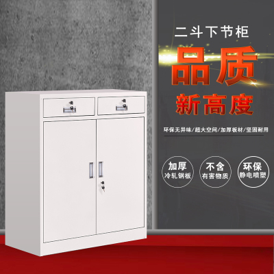 铁皮柜办公室文件柜带锁抽屉财务资料小矮柜家用收纳储物工具柜子二斗下节柜 850*390*900mm 个