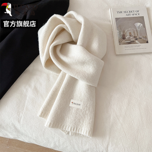 啄木鸟2025新款红色针织围巾女秋冬季百搭氛围感新年礼物围脖学生