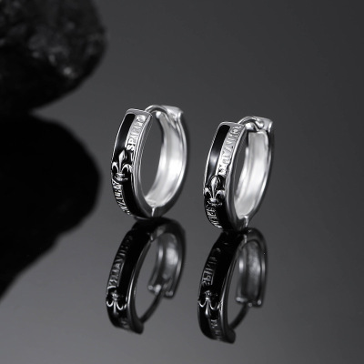 s925骑士耳环男纯银欧美复古潮流个性小众设计高级感耳钉2023新款送女朋友老婆情人节七夕生日礼物