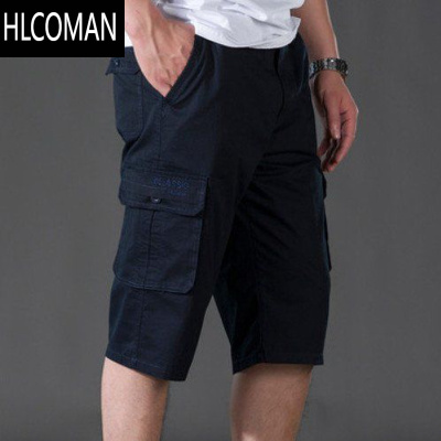 HLCOMAN中老年休闲西装短裤夏款男士宽松多袋裤男式工装5五分裤