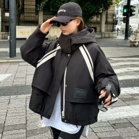 短款加厚棉服女年冬季新款韩版时尚宽松连帽设计感派克服外套