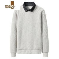 YANXU加厚假衬衫领毛衣男士韩版潮流个性针织打底衫保暖上衣