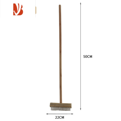 三维工匠木柄尼龙地板刷大号洗硬毛地板刷厨房浴室刷卫生间瓷砖长柄刷