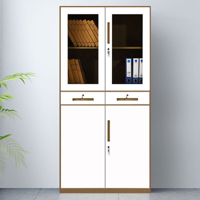 绵冠文件柜拆装办公柜钢制铁皮柜资料柜档案柜储物柜 咖色拆装中二斗文件柜