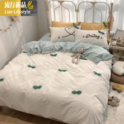 小清新立体四件套棉棉网红款公主风仙女被套床上用品水洗棉 三维工匠