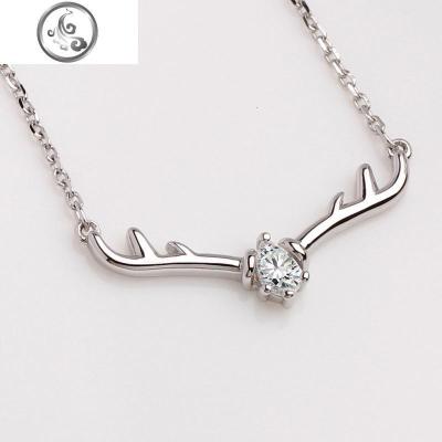 一路有你麋鹿角项链女纯银锁骨吊坠云深不知处ins简约配饰 JiMi