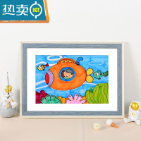 敬平儿童画框装裱相框挂墙装饰4k8k八开简易油画外框a3a4作品展示框架 生动蓝白 12寸[可放25.3*30.3CM]