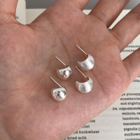 s925纯银质感拉丝耳钉女韩国新款C型简约ins高级感耳环耳饰送女朋友老婆情人节七夕生日礼物