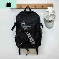 潮牌双肩包男士休闲韩版校园高中初中大学生书包ins大容量背包女NEW LAKE 黑色