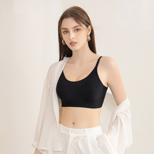 一片式无痕内衣女夏薄款半固定水滴杯透气运动文胸小胸无钢圈胸罩