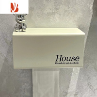 三维工匠卫生间纸巾盒壁挂式厕所抽纸盒免打孔厕纸架洗手间卷纸置物架 奶白色卫生间纸巾盒[小熊款]