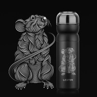 美帮汇保温杯男士 茶水分离便携水杯过滤泡茶杯 磨砂黑色480ml瑞鼠