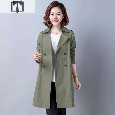 SUNTEK2021年早春秋季新款中年妈妈装外套薄款小个子风衣大衣女士中长款风衣