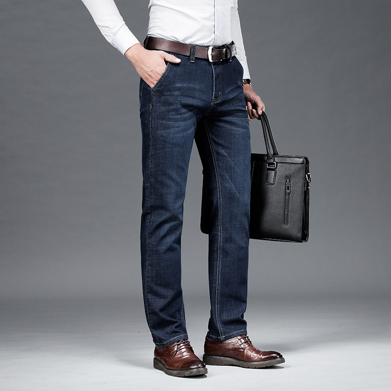 春季新款常规牛仔裤男士商务休闲长裤宽松直筒弹力百搭男裤子
