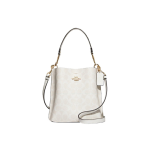 蔻驰(COACH)女包 Mollie 22 经典老花Logo满印人造革小号水桶包手提单肩斜挎包 CA582