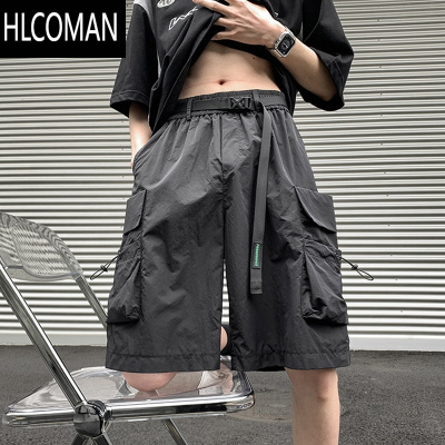 HLCOMAN工装短裤男士夏季大码美式高街潮牌机能薄款速干阔腿休闲五分裤子