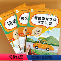 [正版]全套3册二年级上册语文专项训练阅读理解训练人教版语文同步练习册看拼音写词语生字注音生字本课文内容填空二年级课外