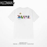 HLCOMAN美式高街创意涂鸦短袖t恤男女2025夏季新款ins潮流设计感半袖上衣