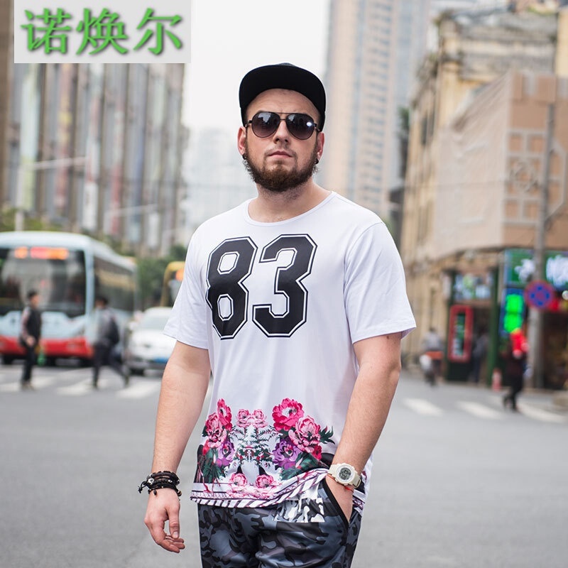 诺焕尔服饰大码男装夏短袖个性欧美3D动物印花宽松男式T恤LSNEDM