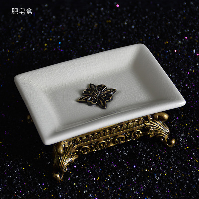 欧式简约冰裂纹卫浴三件套CIAA装浴室陶瓷洗漱用品牙刷杯漱口杯套件肥皂盒