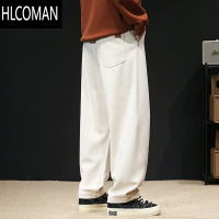 HLCOMAN毛裤男款直筒长裤宽松休闲男裤p暖镰刀裤冬季加厚裤子