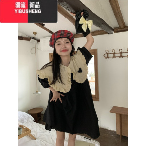 YIBUSHENG大码女装胖mm2024季韩版甜美宽松显瘦气质立体花朵娃娃领连衣裙