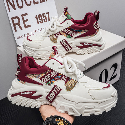 男鞋2026春季新款时尚百搭厚底休闲鞋青少年跑步运动增高老爹潮鞋