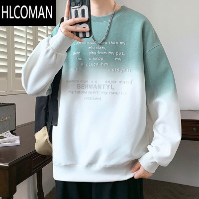 HLCOMAN渐变色长袖t恤男2024新款情侣卫衣男潮牌秋衣打底衫痞帅体恤上衣T