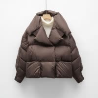 新冬季新国标90绒羽绒服女新款加厚保暖简约肯豆风面包服