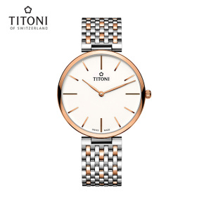 Titoni/梅花男表纤薄系列精钢时尚石英表瑞士产TQ52718SRG-606 TQ52718SRG-606