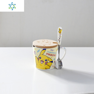 送勺子皮卡丘比卡丘卡通情侣马克杯陶瓷水杯闺蜜杯三维工匠
