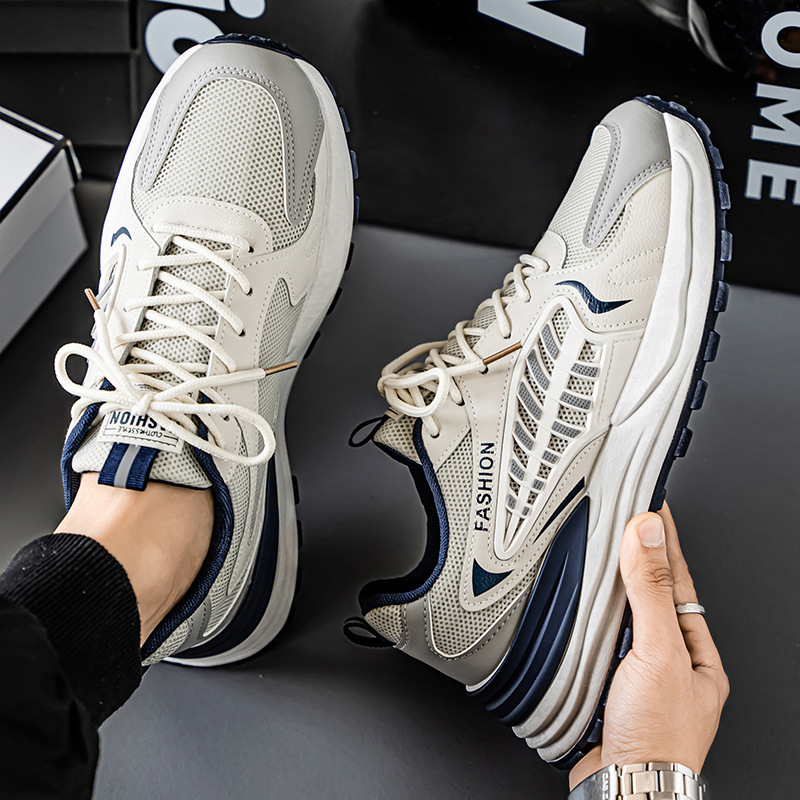 春季男鞋新款透气网面运动鞋子男韩版潮流百搭厚底休闲老爹鞋潮鞋