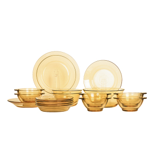 康宁pyrex 玻璃餐具16a件组(2个大汤盘+4个小汤盘+6个带耳碗+1个大色拉碗+2个小色拉碗+1个大盘)