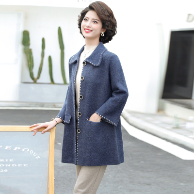 七斓妈妈秋冬装毛呢外套中长款2020新款中老年春秋呢子大衣洋气风衣女毛呢外套