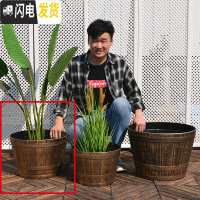 三维工匠塑料圆花盆超特大号大码庭院种树龙缸胶盆加厚铁树脂花盆落地 中号木桶黄铜金色 见详情花盆容器