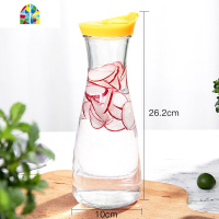 冷水壶玻璃家用柠檬凉开水壶玻璃带盖果汁瓶创意时尚牛奶饮料杯子 FENGHOU 蓝色两只装凉水壶