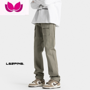 七斓工装裤子男春季美式高街潮牌修身直筒裤款oversize显瘦休闲裤