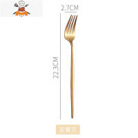 304不锈钢刀叉勺筷子网红套装北欧风勺子刀叉筷家用情侣西餐餐具 敬平 金色主餐叉(304)