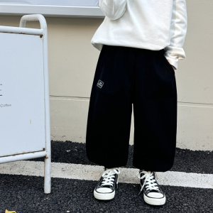 童酷儿童冬款湖州织里童装韩版贴标休闲裤一体绒加厚男童卫裤