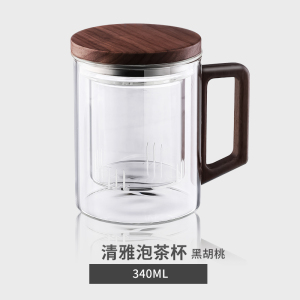 JEKO&JEKO 玻璃泡茶杯耐热防爆茶水分离茶道办公室喝茶男士个人专用杯子带盖