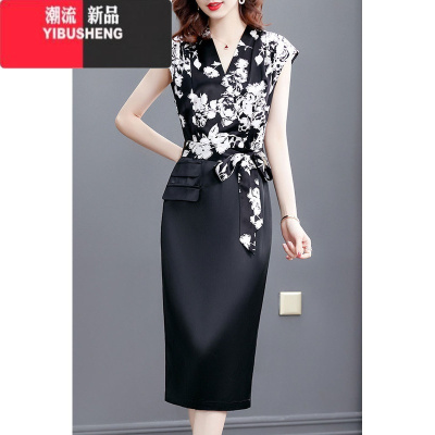 YIBUSHENG2024季女装高端精致高级感大气醋酸缎面小众设计时尚气质连衣裙