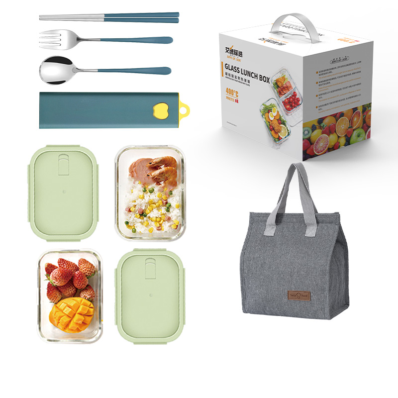 艾逸瑶选 晶萃高硼硅玻璃饭盒4件套CJ-21123
