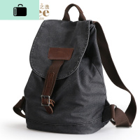 双肩包男女小背包时尚潮流休闲学生书包英伦帆布旅游旅行包NEW LAKE 成品洗水怀旧黑灰色