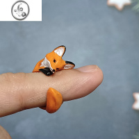 JiMi可爱小众狐狸戒指尾戒女小指赤狐原创设计创意动物指环饰品定制