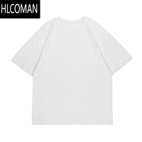 HLCOMAN270g短袖T恤男夏季潮流百搭打底衫男ins宽松纯色半袖体恤
