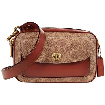 蔻驰COACH时尚气质女包拼色印花相机包简约百搭现代休闲街拍淑女风女士单肩包手提斜挎包女C0694B4/Tan_Rust