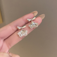 蝴蝶结蕾丝前后耳钉小众设计感独特耳环法式芭蕾风后挂式精致耳饰送女朋友老婆情人节七夕生日礼物