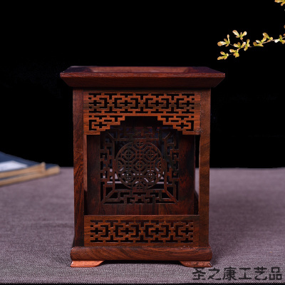 红酸枝笔筒创意时尚笔插办公文具商务实木礼品复古桌面摆件红酸枝六角笔筒