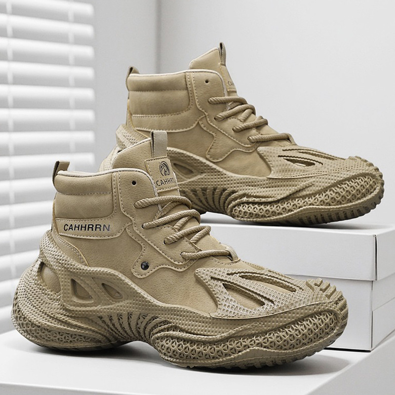 秋冬新款高帮男鞋运动休闲鞋男时尚百搭潮鞋老爹鞋厚底增高鞋